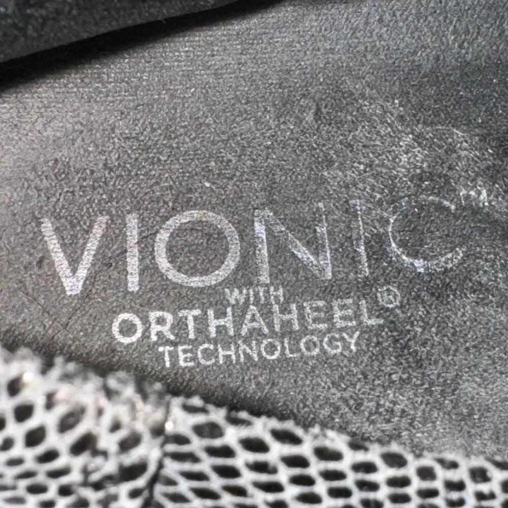 Vionic Alda Loafers Women's 6.5 Silver Snake Embossed Leather Chain Slip On Shoe